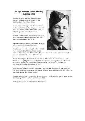A preview of a PDF biography for Hardesty, Benedict Joseph